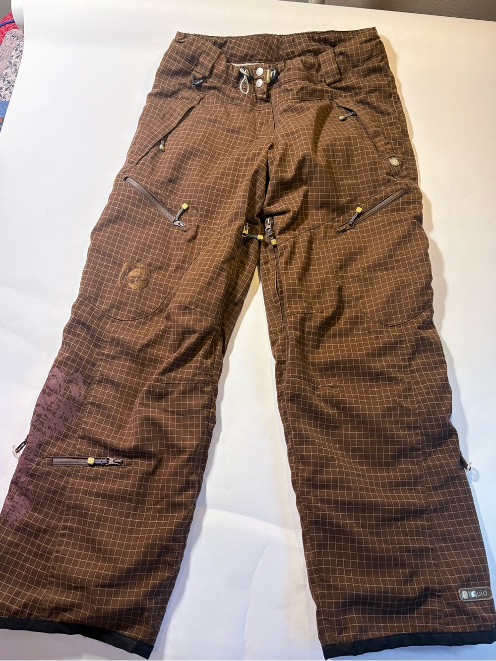 Liquido Brown Checked Snow Pants